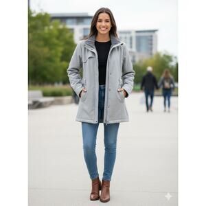 Gerry Womens Light Gray Outdoor Classic Zip Up Snap Jacket Size L Casual Chic